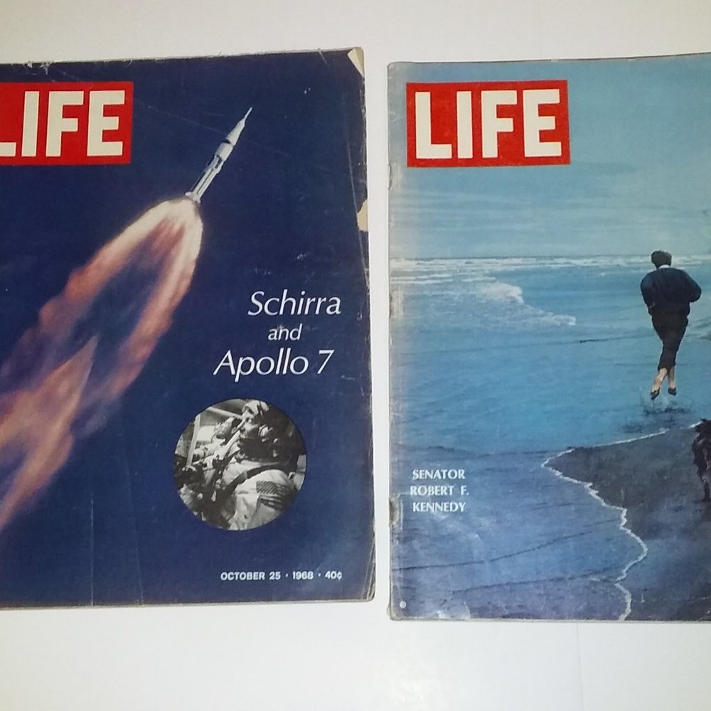 Life Magazine LOT OF 2 - October 25, 1968 - Apollo 7 Take-Off and  June 14, 1968
